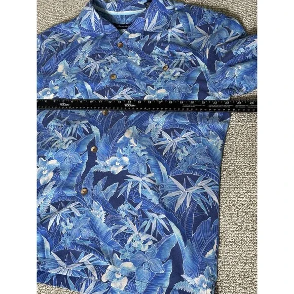 Tommy Bahama Island Zone Shirt Men’s L Blue Hawaiian Button Down Silk - Picture 6 of 7